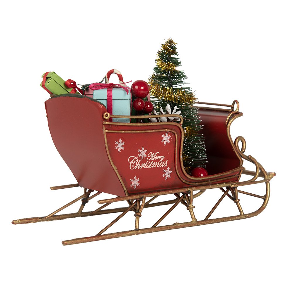 Kerstdecoratie Beeld Slee 17x8x12 cm Rood Metaal