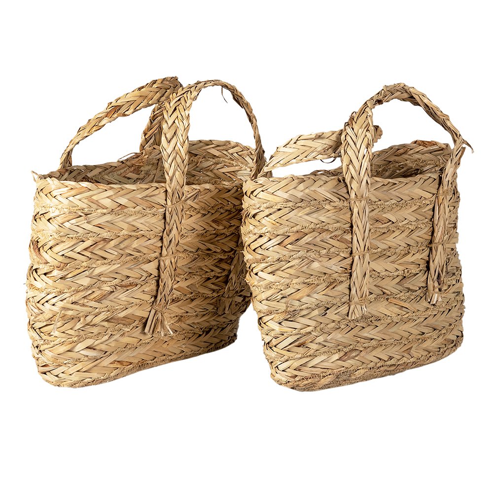 Opbergmand Set van 2 Ø 31 Ø 29 cm Bruin Stro Mand