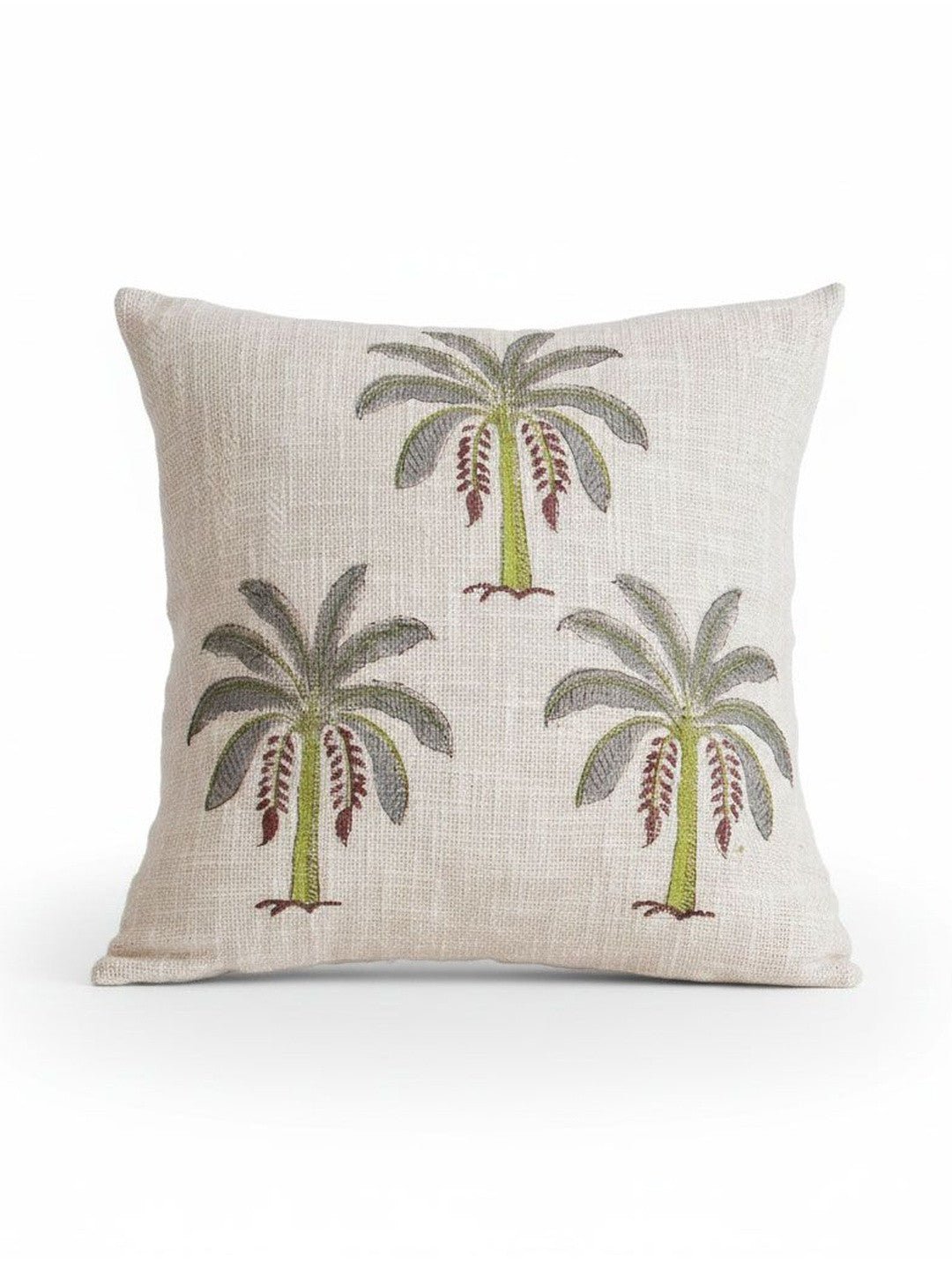Set van 2 - Grijze en groene vierkante kussenhoezen – Decoratief textiel – Duurzaam katoen