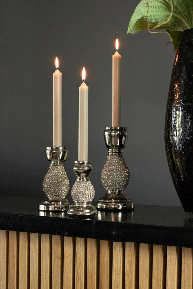 Kandelaar strass zilver 10cm