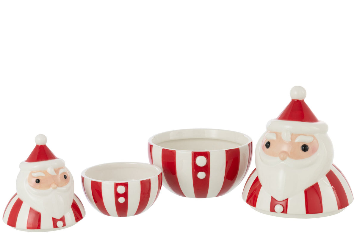 J-Line voorraadpot Sinterklaas Dolomiet - keramiek - rood/wit - L