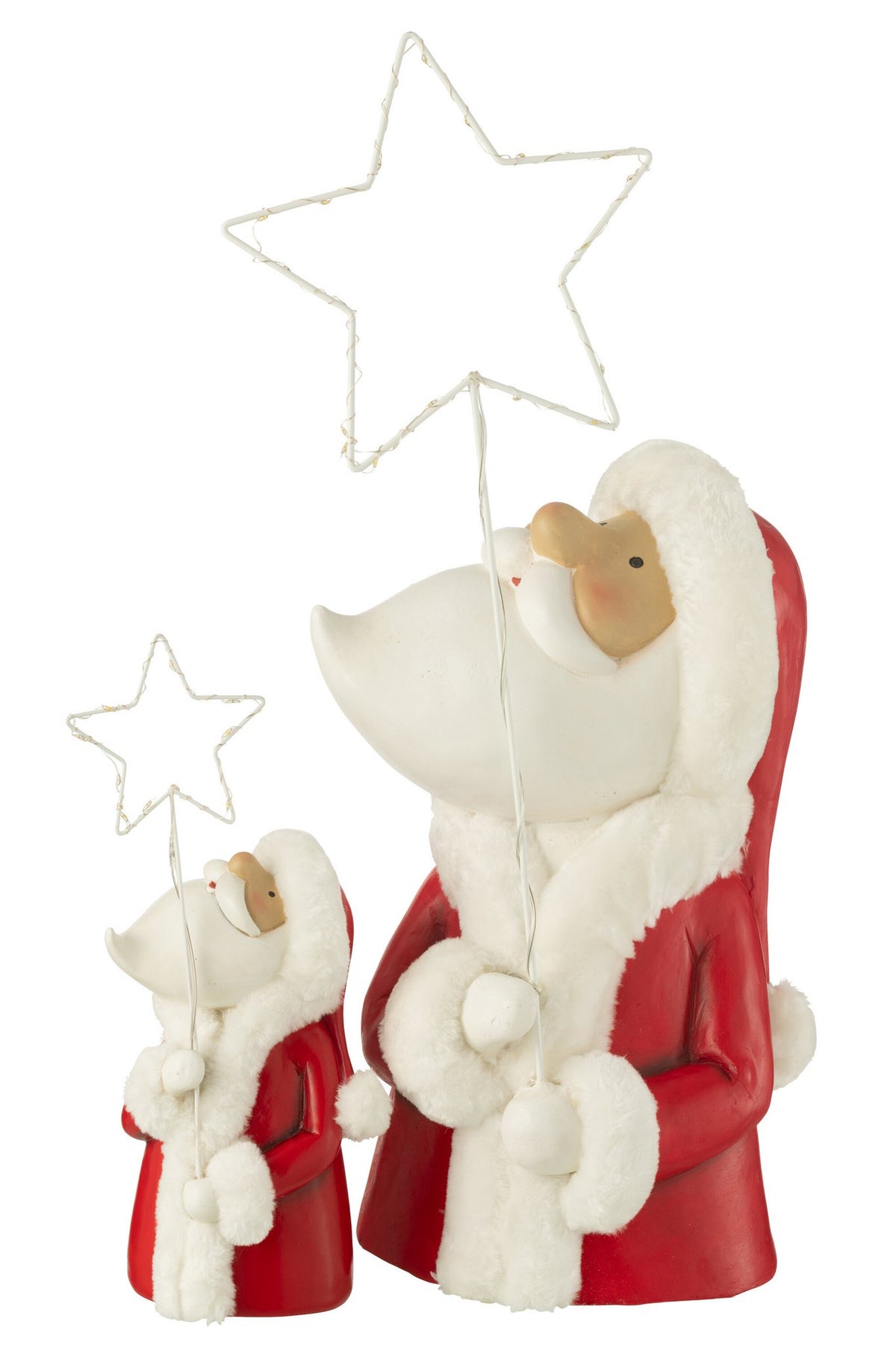 J-Line Kerstman Led Ster Resin Wit/Rood Large