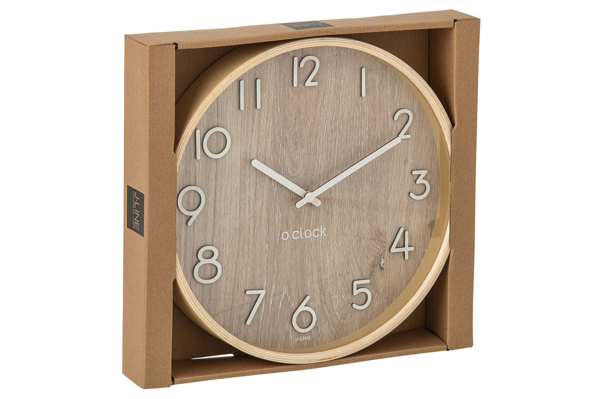 J-Line Wandklok Multiplex/Mdf Naturel Small