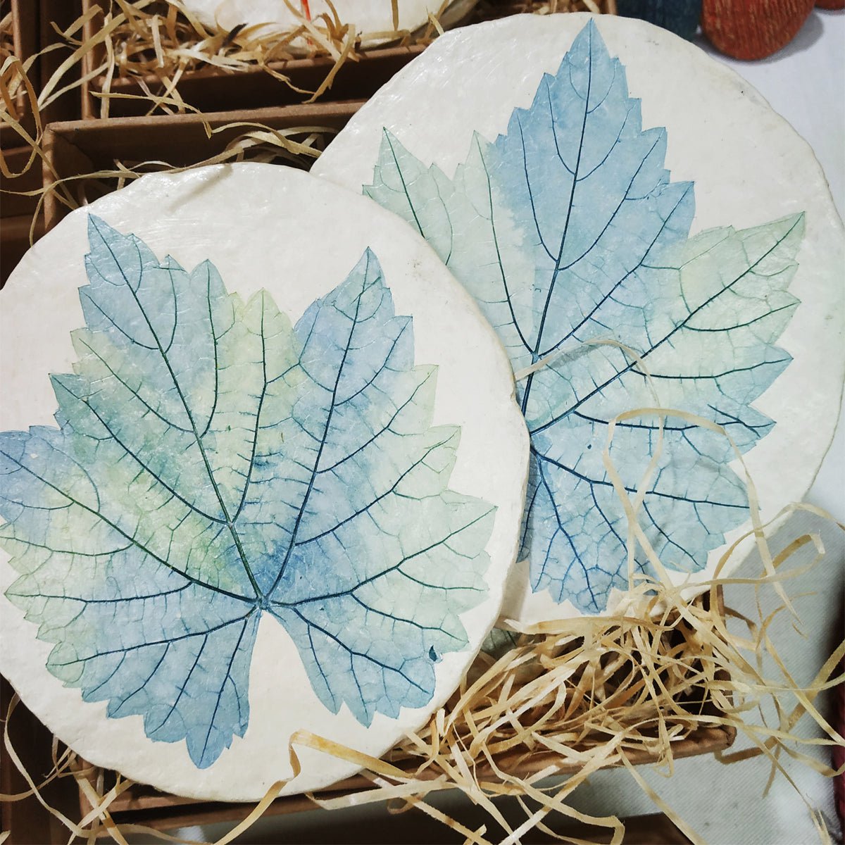 Onderzetters van papier-maché Zwart druivenblad