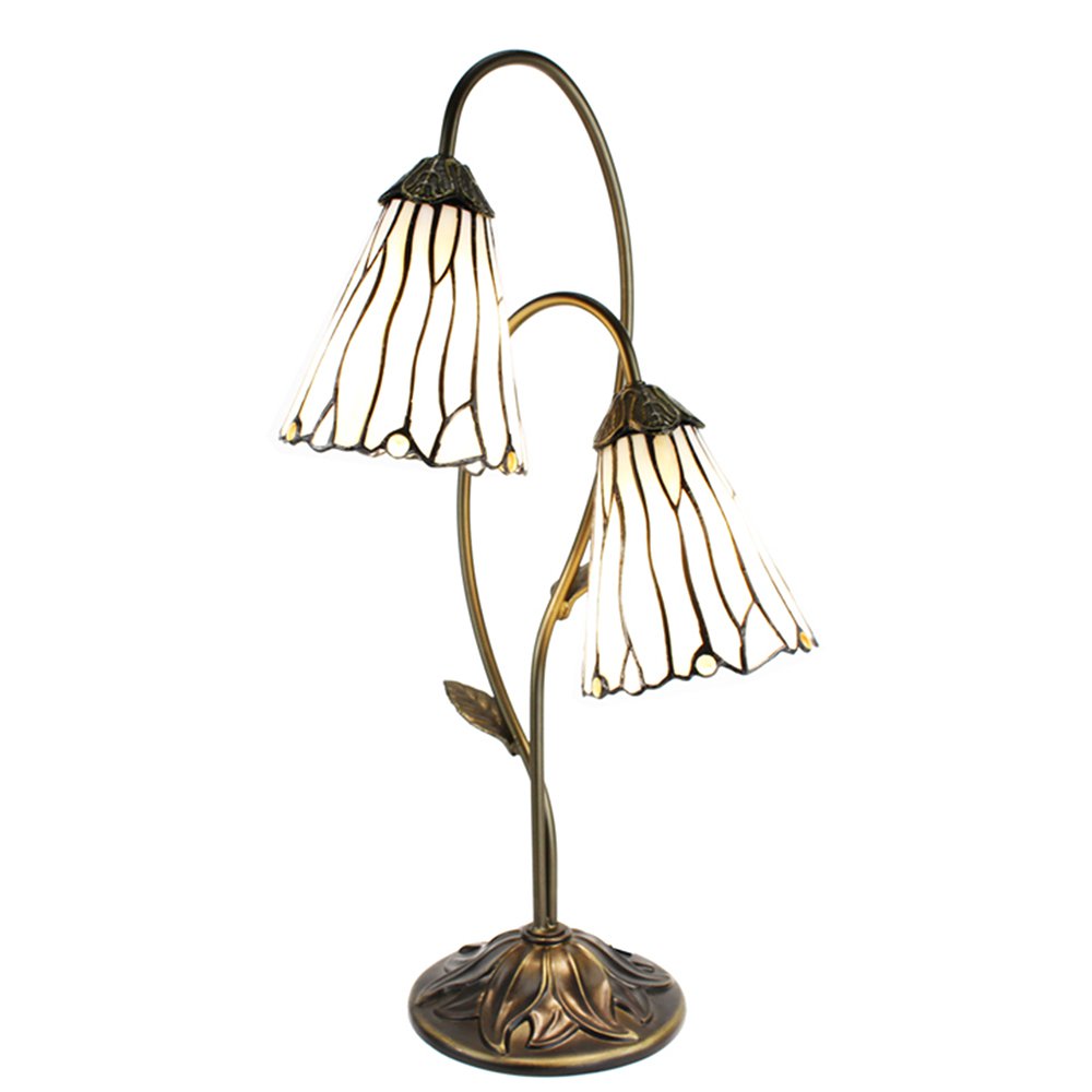 Tiffany Tafellamp 61 cm Bruin met polyresin tiffany bureaulamp