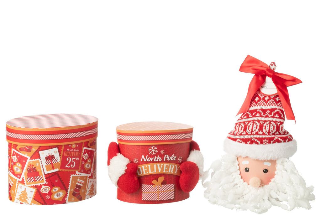 J-Line Voorraadpot Giftbox Papier Rood