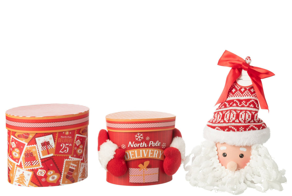 J-Line Voorraadpot Giftbox Papier Rood