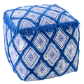 J-Line poef Oosters Patroon - katoen - blauw/wit