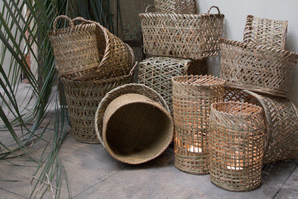 Bamboe manden rechthoek (set of 3)*