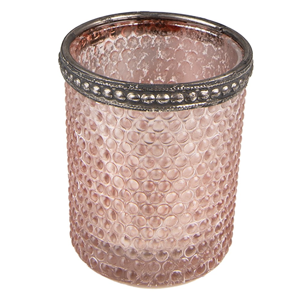 Theelichthouder Ø 6x6 cm Roze Glas Waxinelichthouder