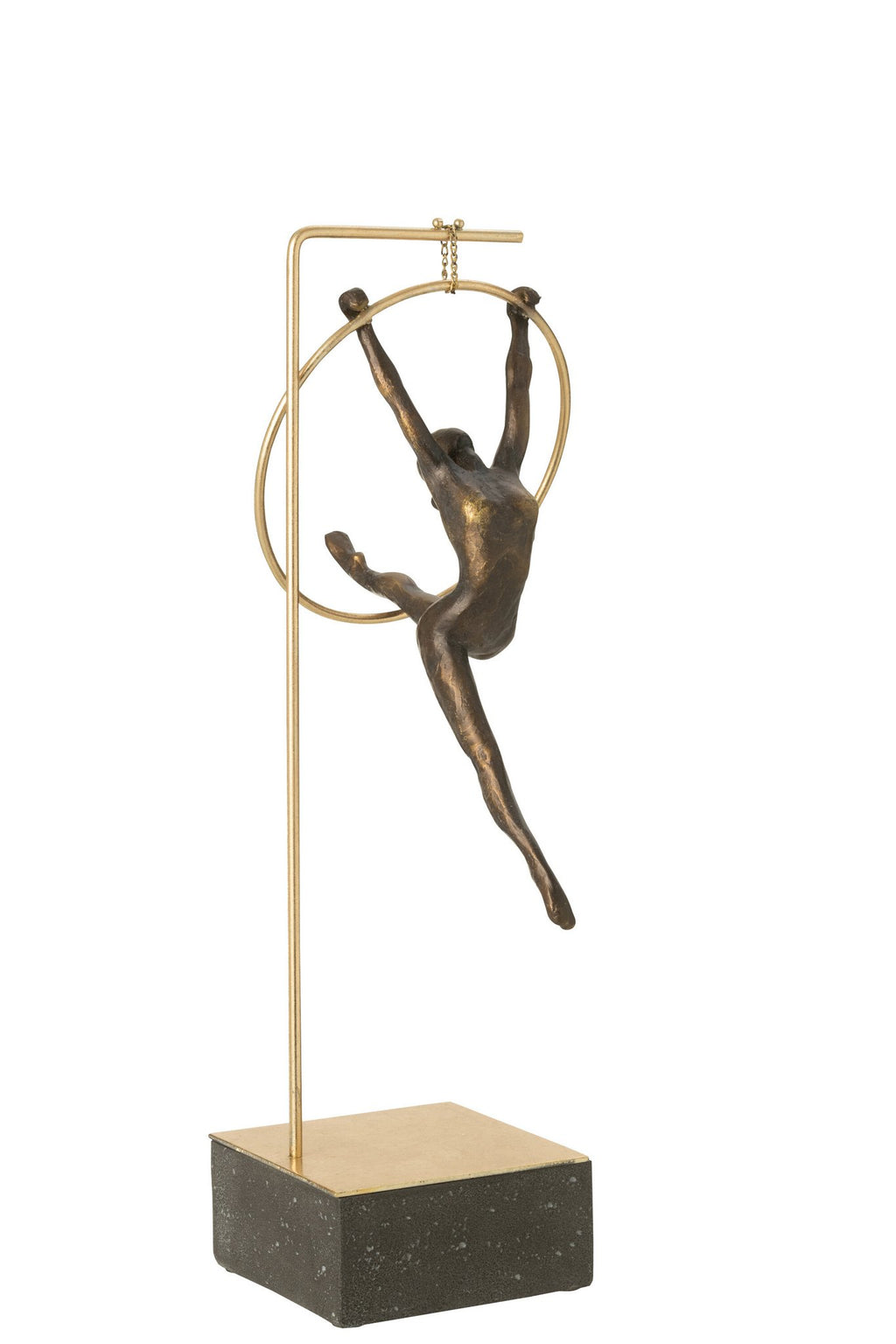 J-Line decoratie Gymnast Hoepel Beta - polyresin - zwart/goud