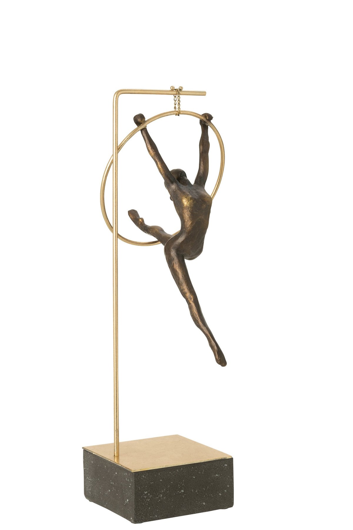J-Line decoratie Gymnast Hoepel Beta - polyresin - zwart/goud