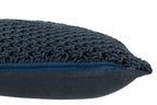 J-Line kussen Macrame Vierkant - katoen - blauw