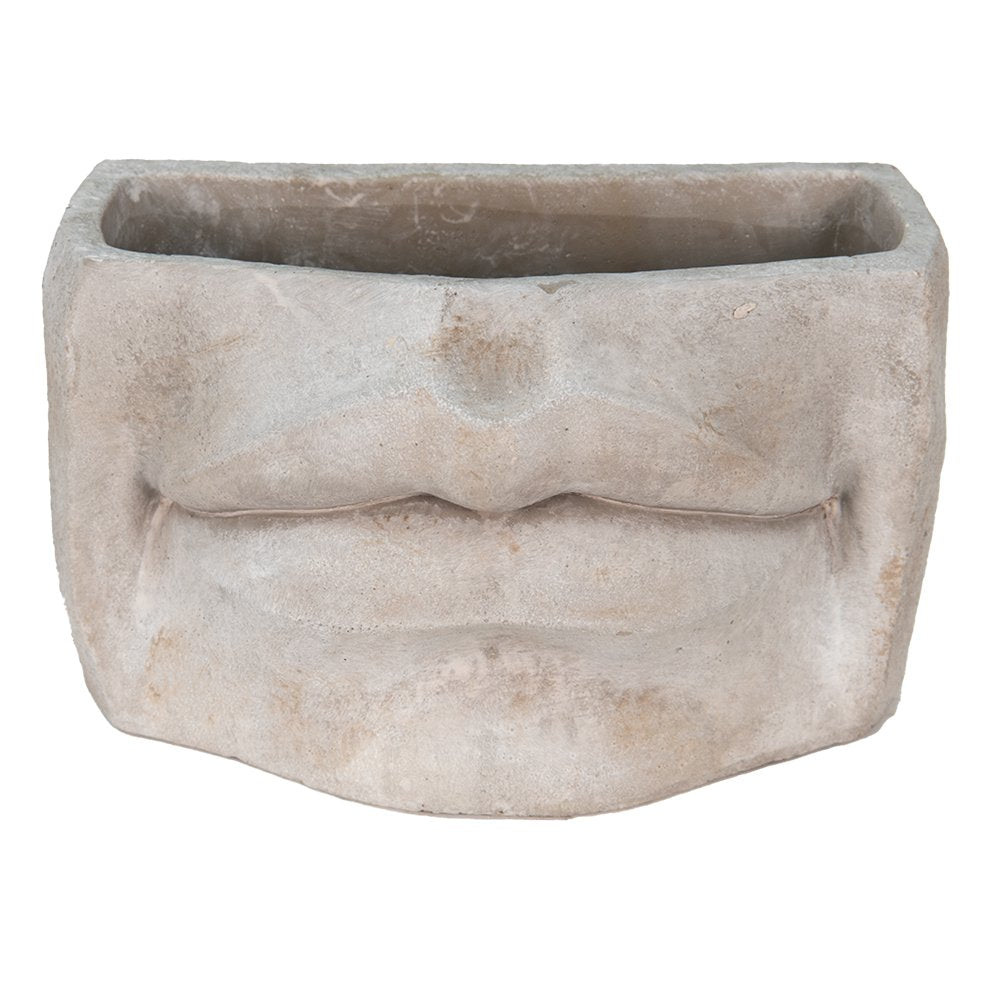 Bloempot Mond 26x16x16 cm Grijs Steen Bloempot Binnen