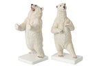 J-Line Boekensteunen beer - polyresin - wit - set van 2