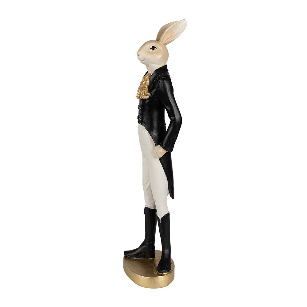 Beeld Konijn 20 cm Beige Zwart Polyresin Paasdecoratie