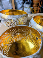 Goud Wit Gewassen Patroon Kokoskom Winterdecoratie set van 3