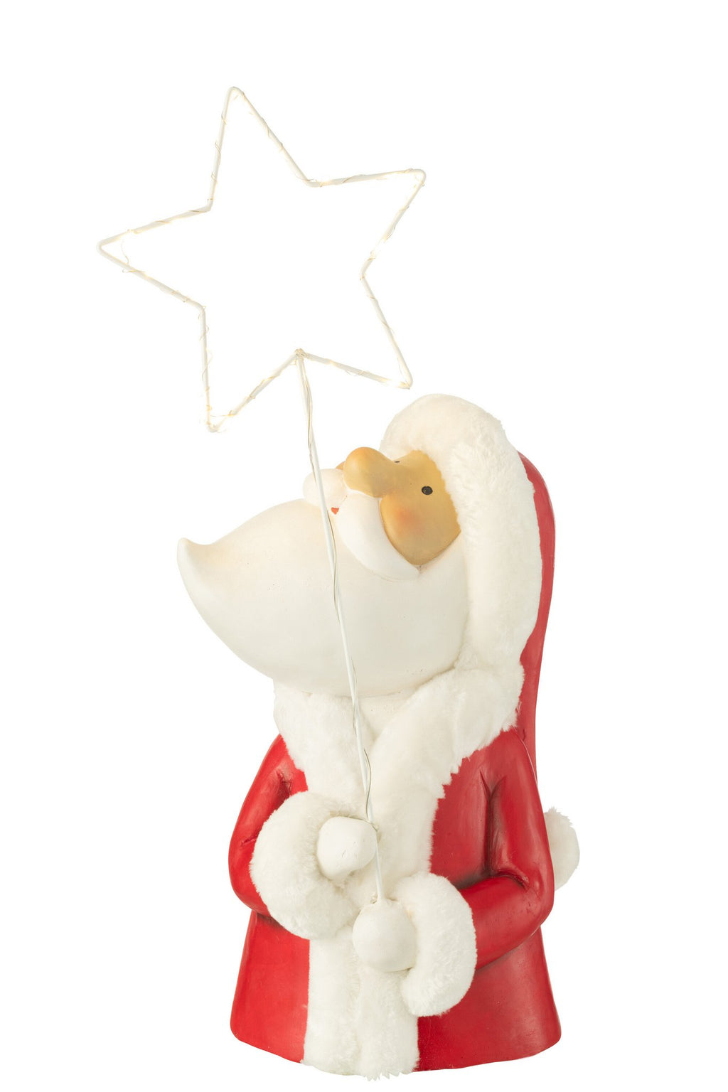 J-Line Kerstman Led Ster Resin Wit/Rood Large