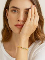 Vergulde wikkelarmband met studs – mode-sieraden – legering, kunststenen – 21,5 cm lengte