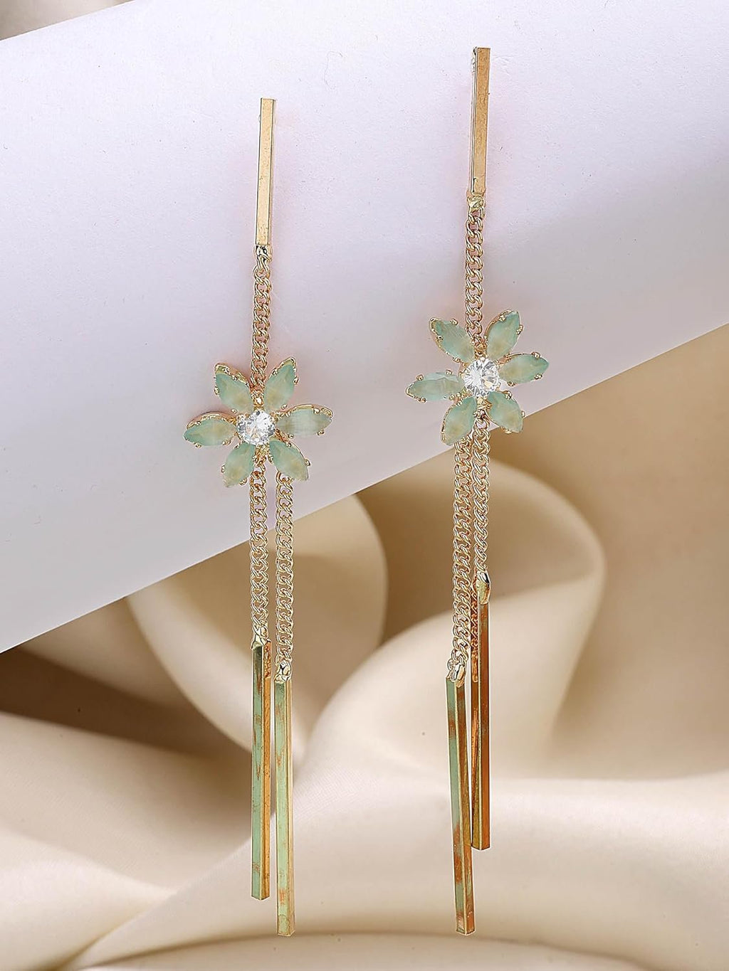 Eigentijdse zeegroene oorbellen – vergulde mode-sieraden – retailverpakking