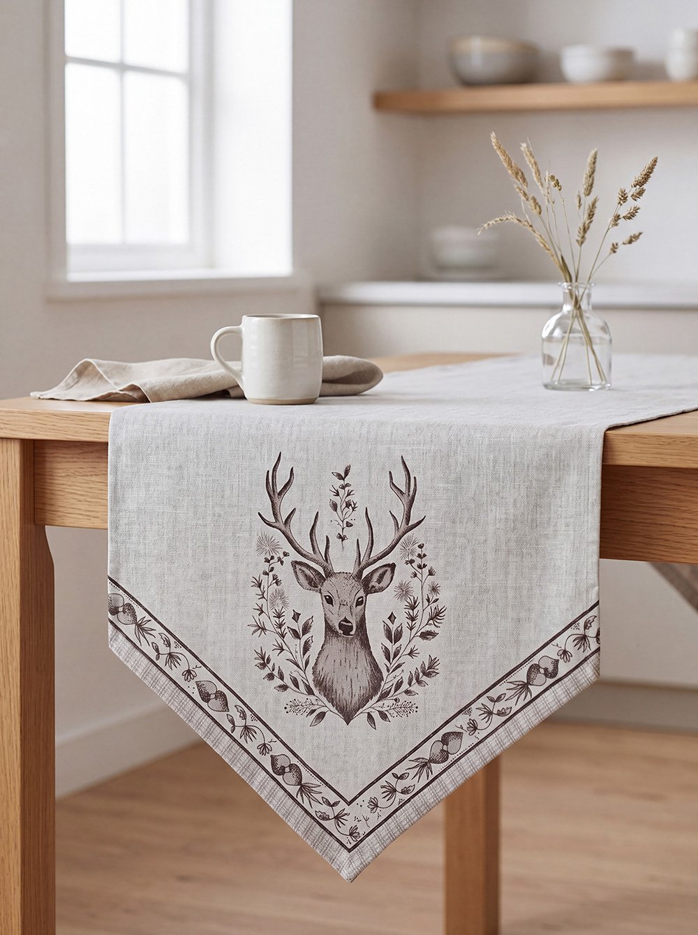 Tafelloper 50x160 cm Beige Katoen Hert Tafelkleed