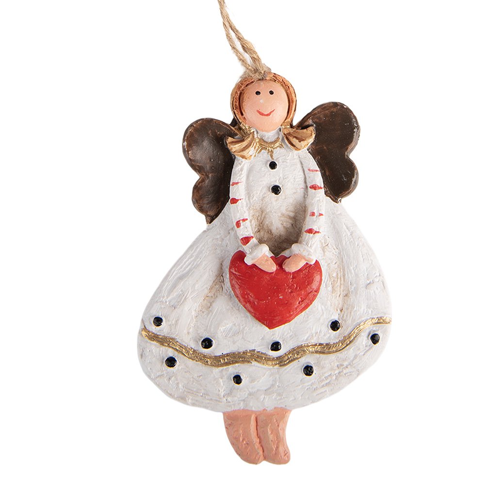 Kersthanger Engel 4x1x7 cm Wit Kunststof