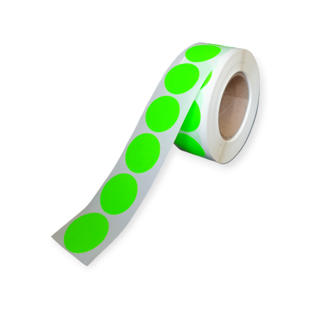 Blanco etiketten - Rond 25mm - fluor groen