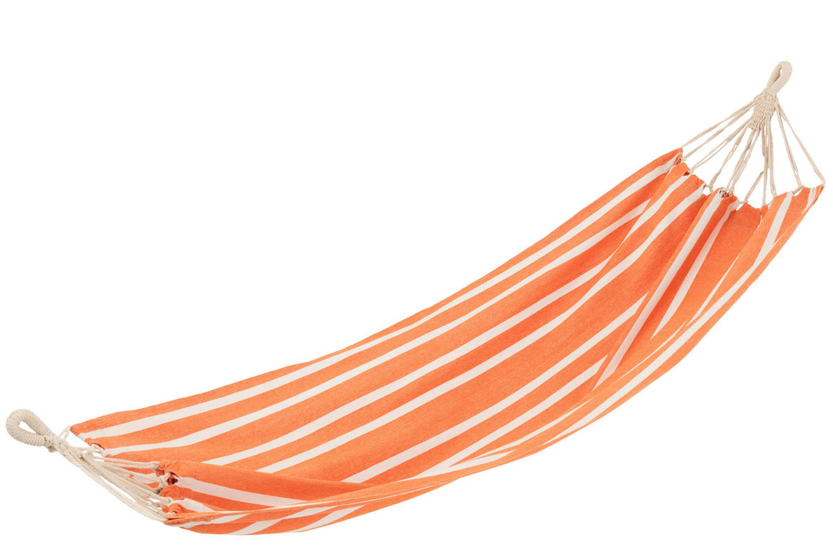 J-Line Hangmat Strepen Katoen/Polyester Oranje/Wit