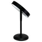 Metalen oplaadbare LED make-up spiegel zwart / Ø17,5cm