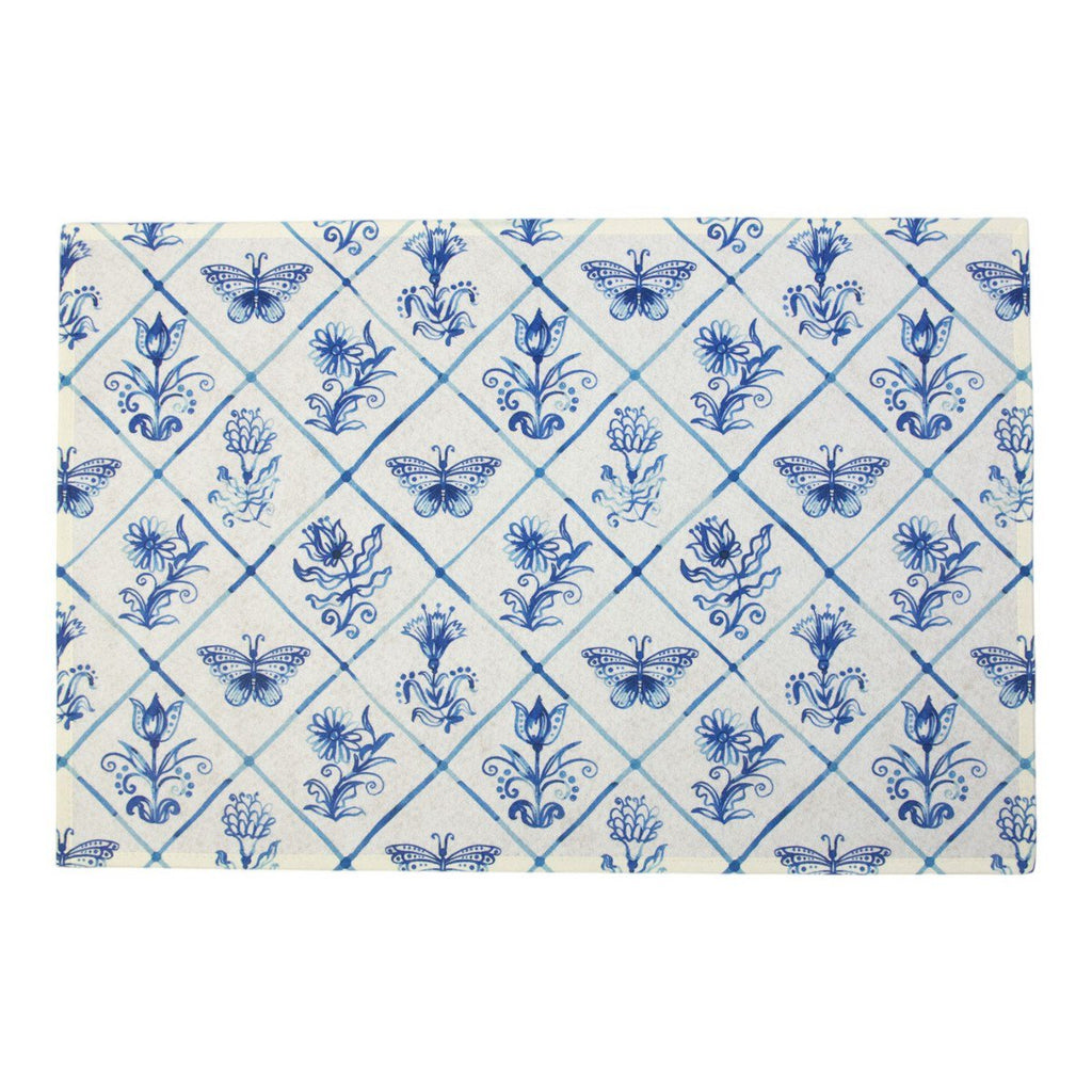 Deurmat Delfts blauw 75x50cm