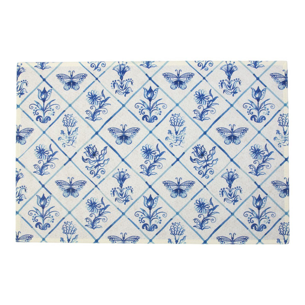Deurmat Delfts blauw 75x50cm