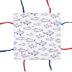 Broodmand 35x35x8 cm Wit Blauw Katoen Vissen Broodmandje