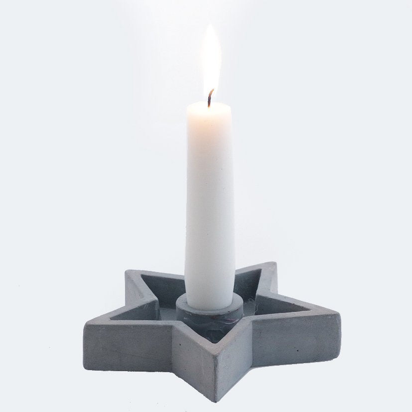 Beton kandelaar ster 12x2cm grijs