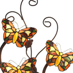 Wandlamp Tiffany 32x68 cm Geel Bruin Metaal Vlinder Muurlamp