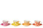J-Line Set 4 Tassen + Schotel Doos Keramiek Mix Large