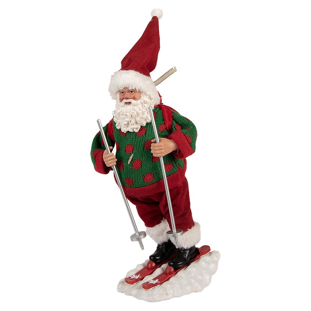 Kerstdecoratie Beld Kerstman 13x10x28 cm Rood Textiel