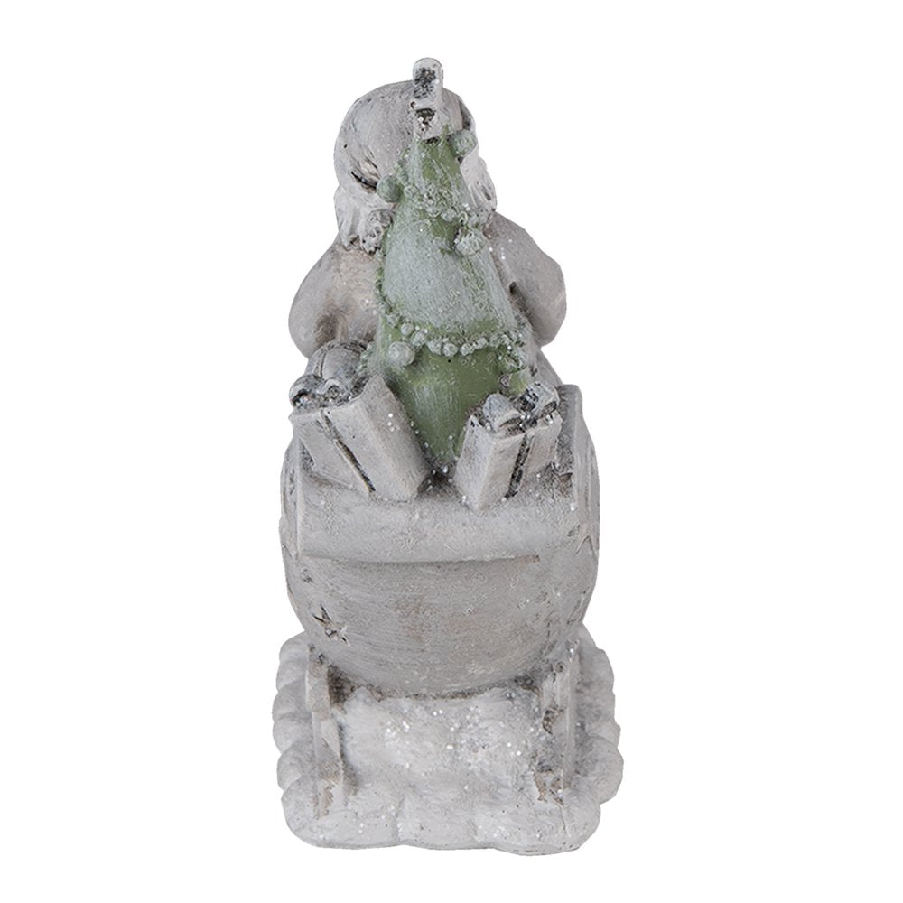 Beeld Kerstman 10x6x13 cm Grijs Kunststof Kerstdecoratie