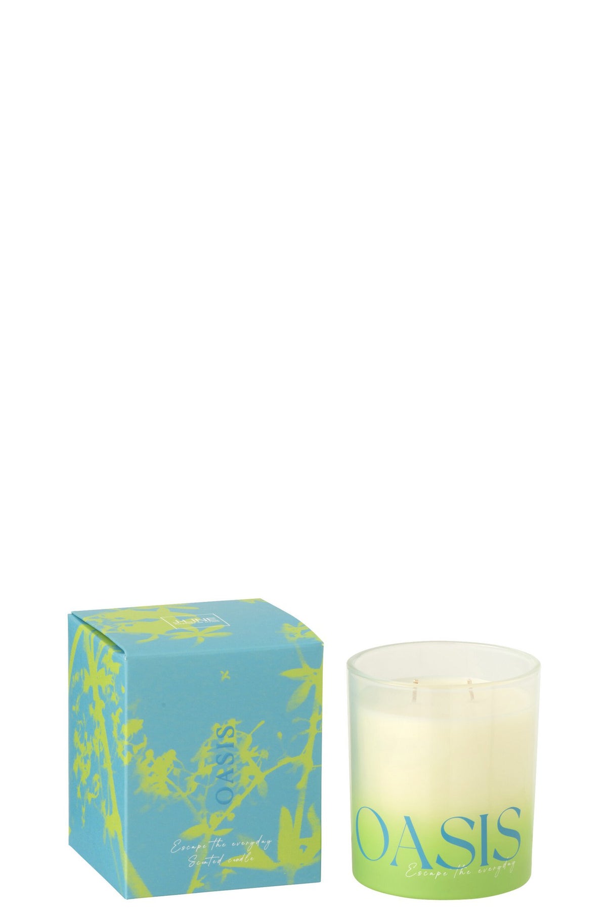 J-Line geurkaars Oasis - Spring Ivy & Neroli - poly - blauw/groen - L