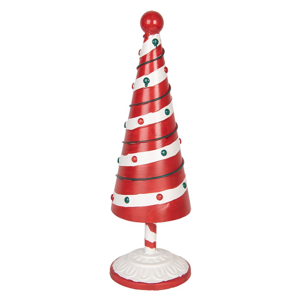 Kerstdecoratie Beeld Kerstboom Ø 12x36 cm Rood Wit Metaal