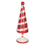Kerstdecoratie Beeld Kerstboom Ø 12x36 cm Rood Wit Metaal