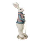 Beeld Konijn 32 cm Wit Blauw Polyresin Paasdecoratie