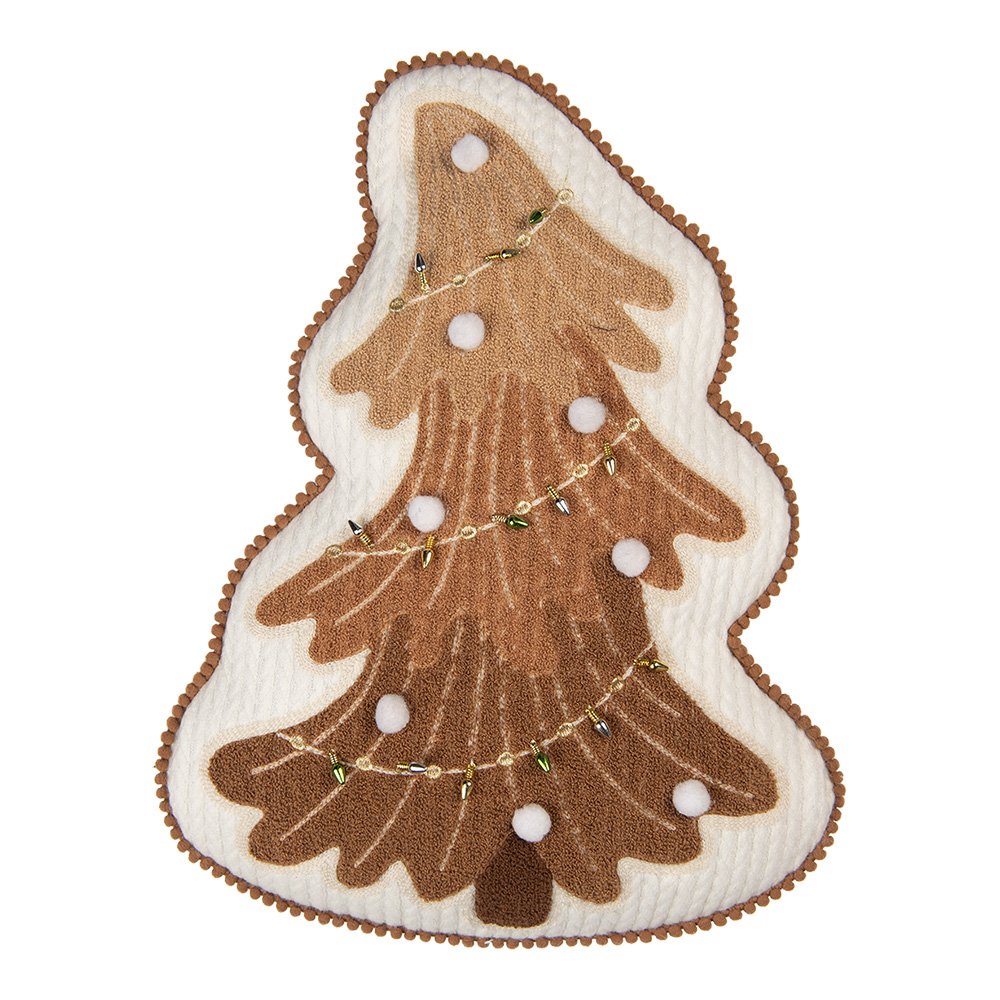 Sierkussen Kerstboom 33x40x4 cm Bruin Polyester