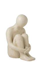 J-Line zittende mannenfiguur - polyresin - gebroken wit - S