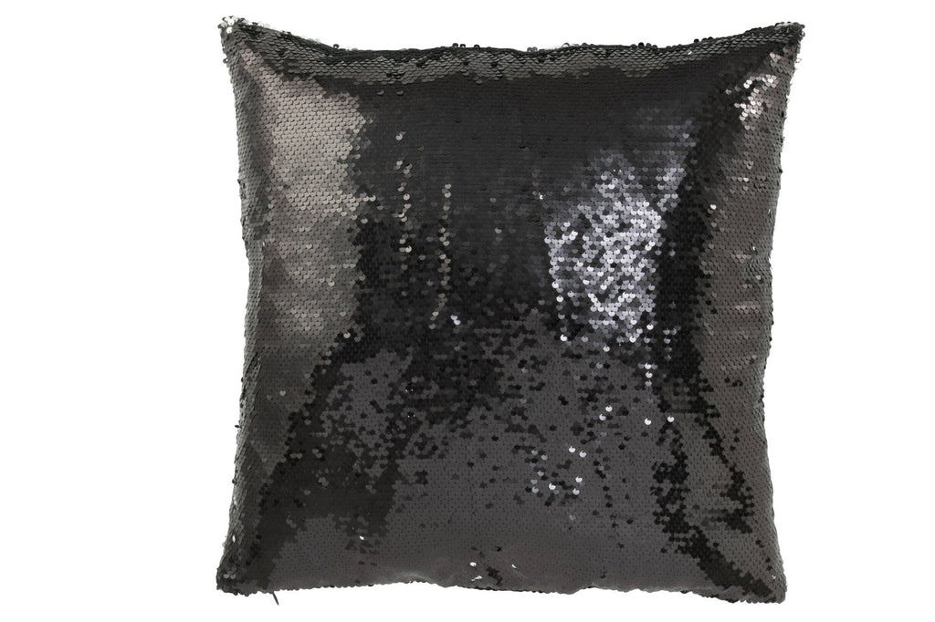 J-Line Kussen Omkeerbaar Sequin Zwart/Zilver