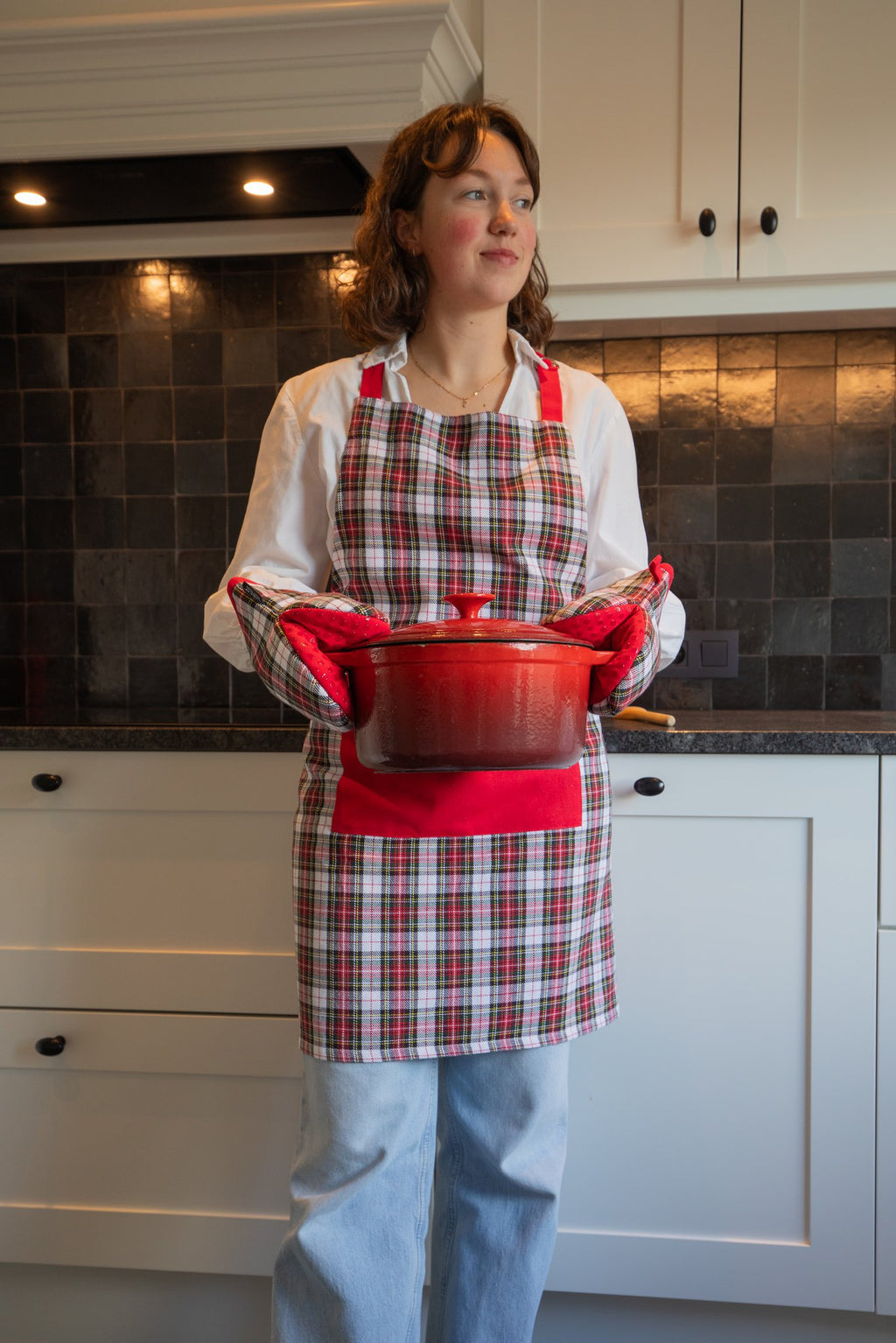 Schort Xmas - kerst - 75x80 cm, rood