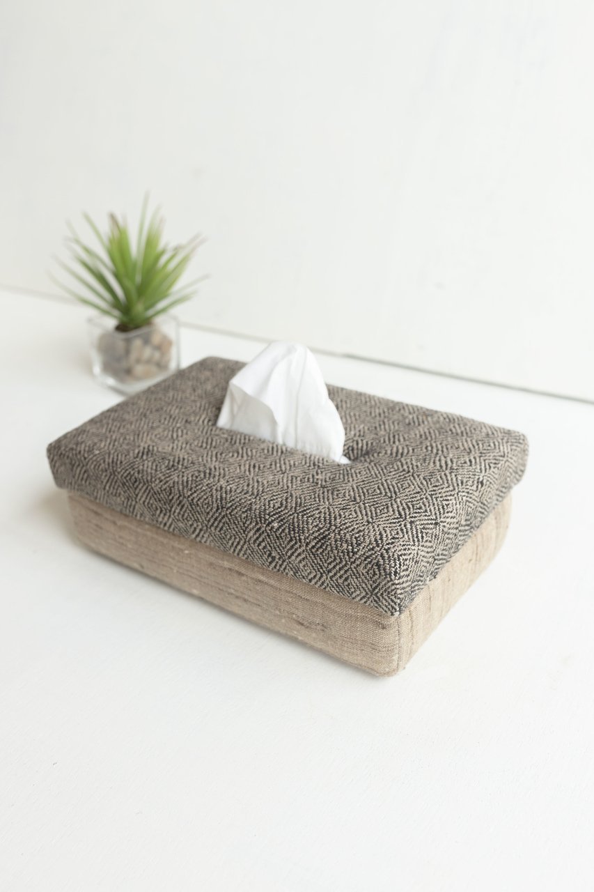 Ghicha zijden handgeweven tissuebox - jacquardpatroon