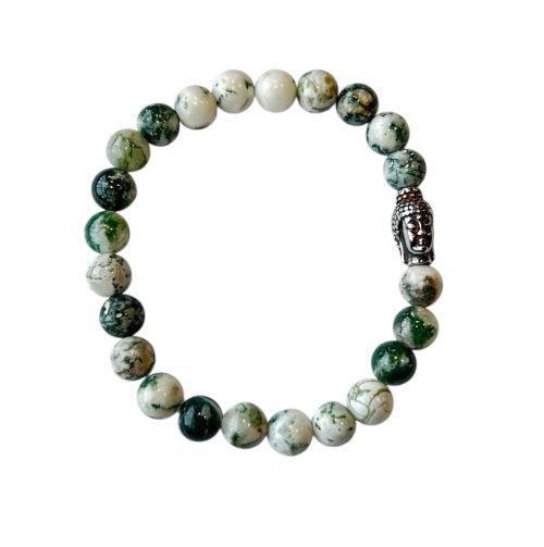 Heren armband Boom Agaat 8 mm met boeddhakraal