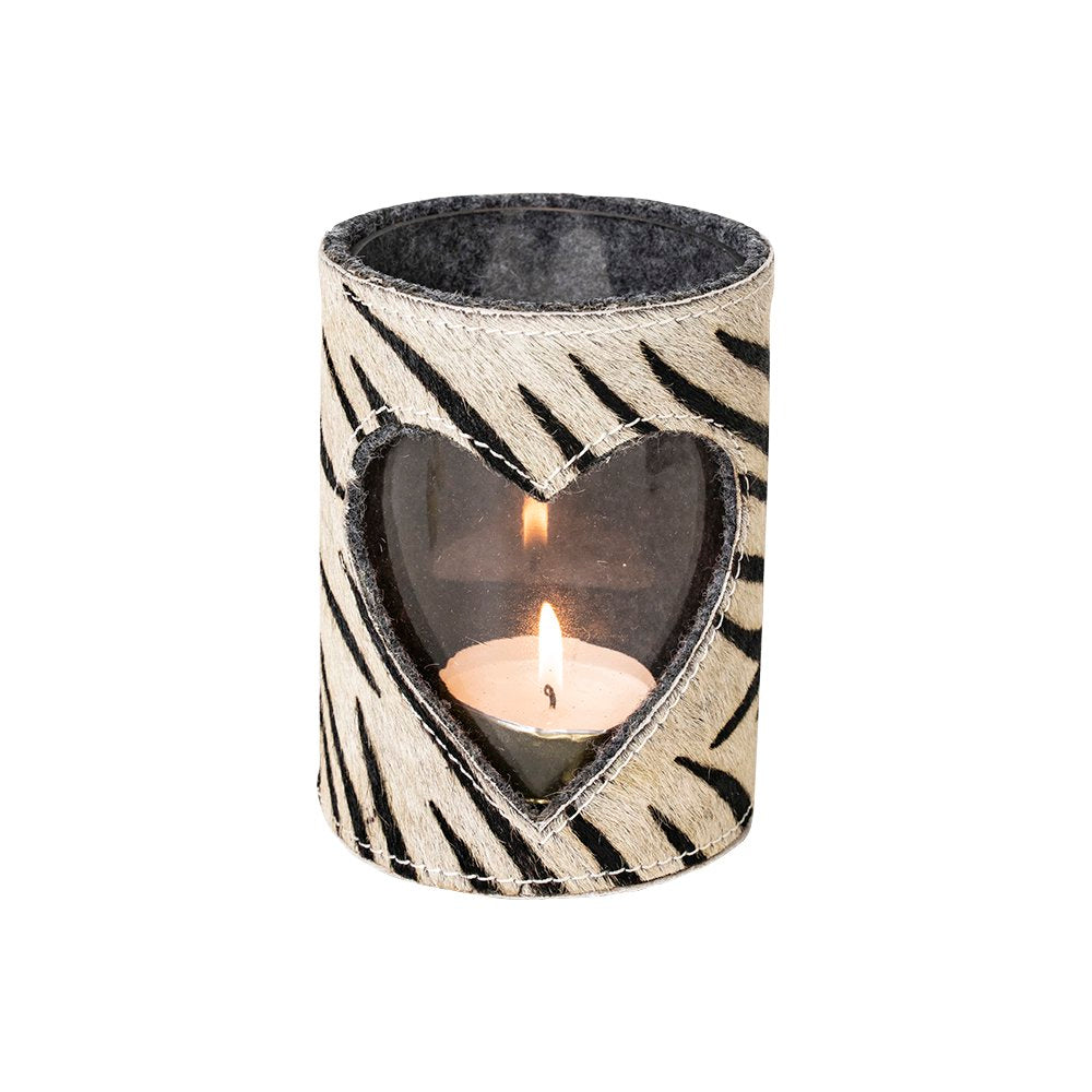 *windlicht koe hart zebra 15cm*