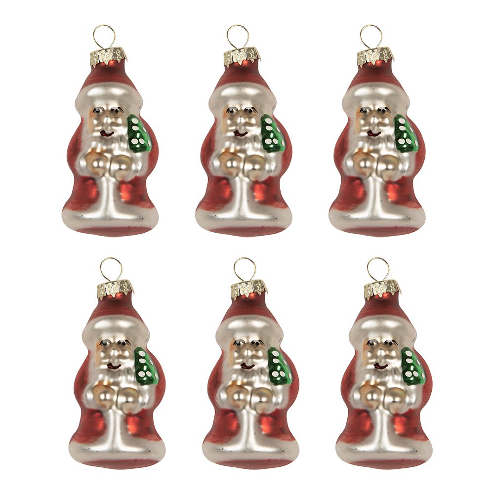 Kersthanger Set van 6 Kerstman Ø 3x35 cm Rood Glas