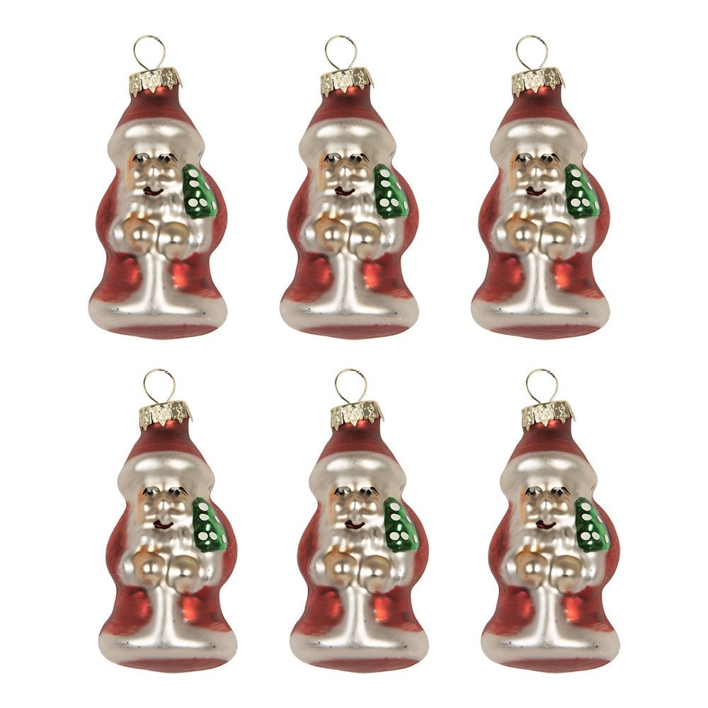 Kersthanger Set van 6 Kerstman Ø 3x35 cm Rood Glas